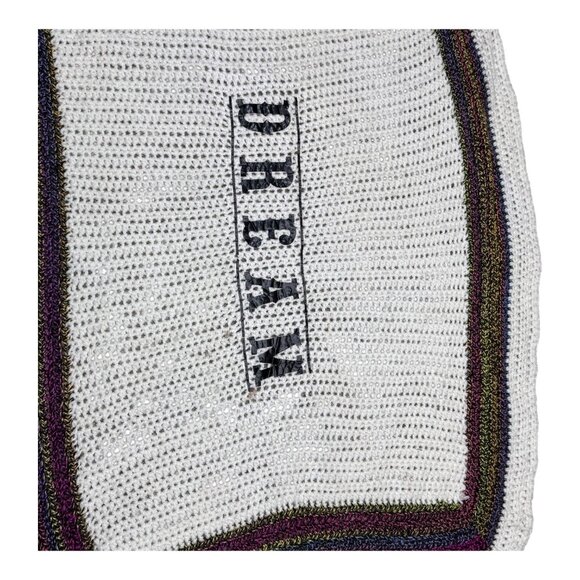 Handmade Crochet Dream Blanket Soft Multicolor Border Inspirational Throw Y2K - Picture 2 of 6